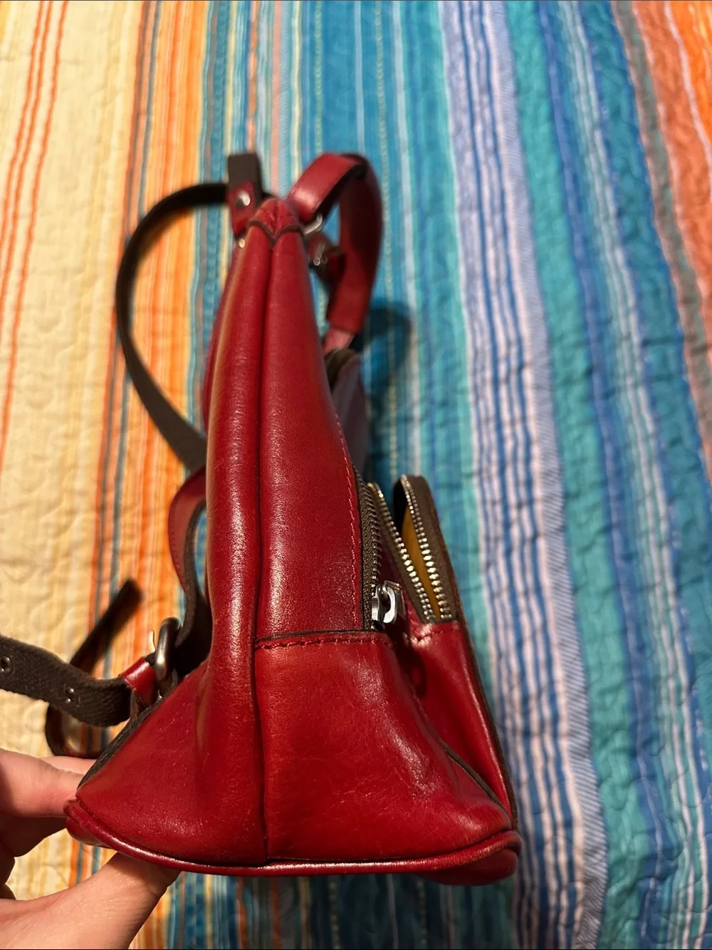Patricia Nash Red Leather Mini Backpack